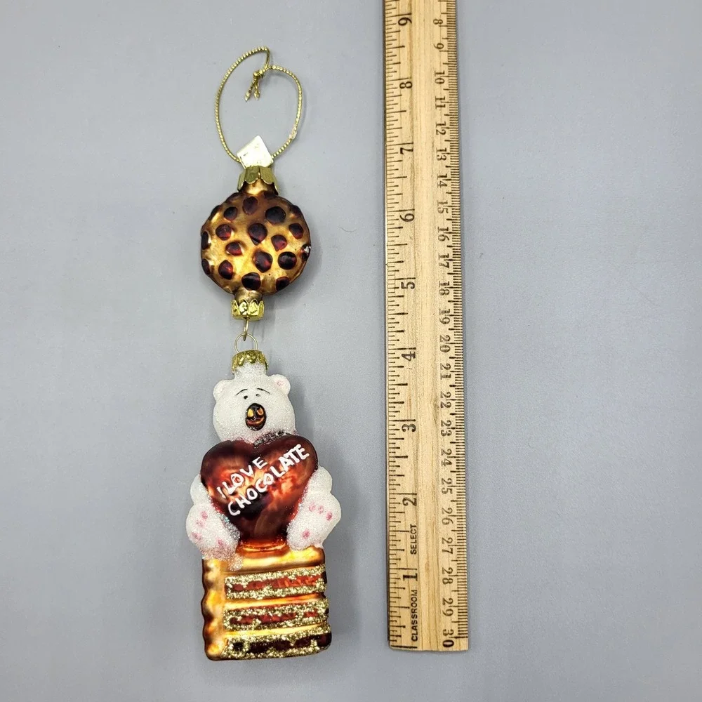 Margaret Cobane Blown Glass Ornament Polar Bear I Love Chocolate Cookie Cake